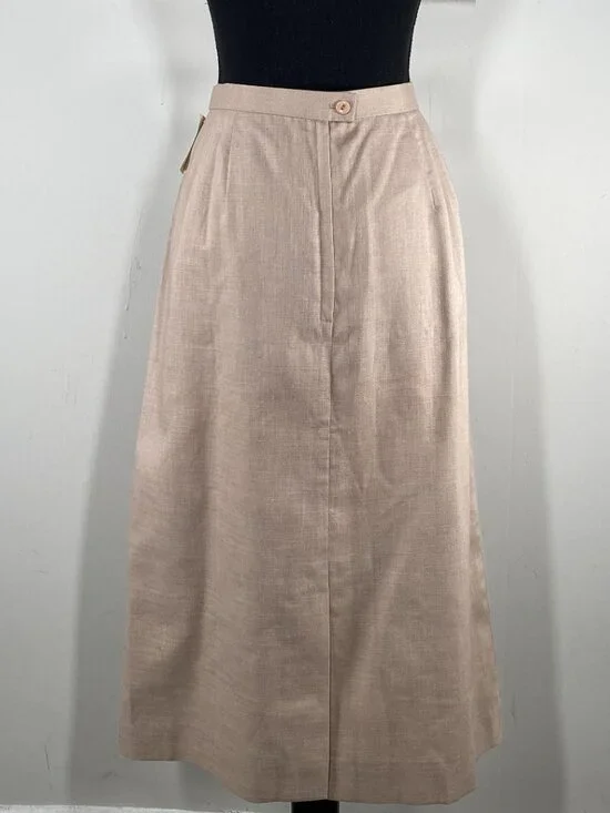 Vintage Cross Country Midi A-Line Skirt Women's 16 Taupe Linen Blend VTG USA NWT - Picture 3 of 11